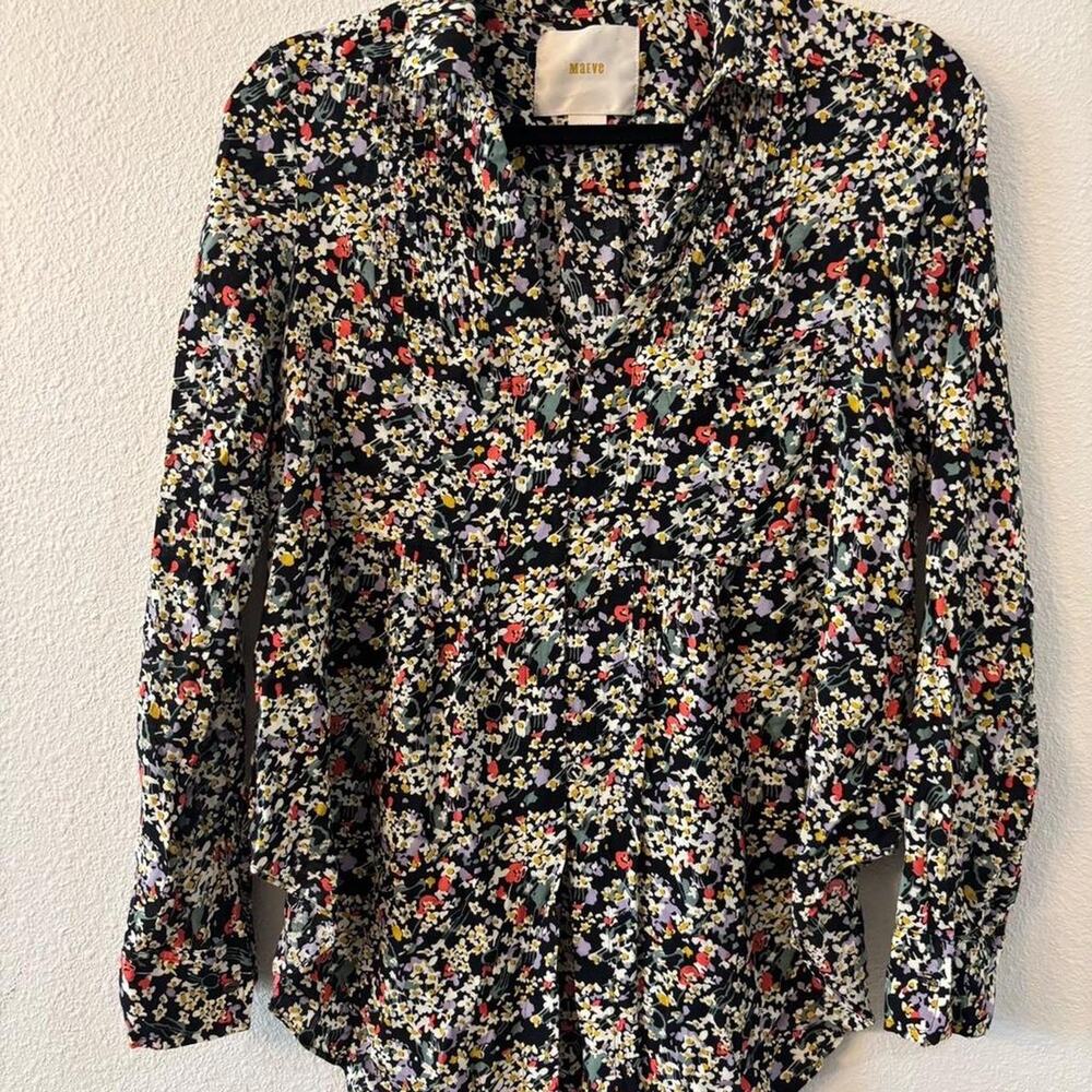 Maeve black floral blouse